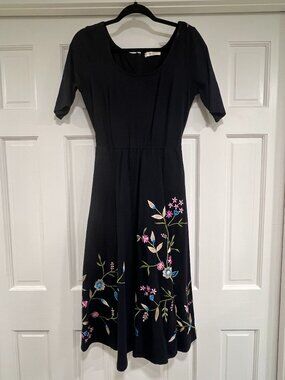 Wayward Fancies by eShakti Embroidered Floral Midi Dress | Pockets | Size M-8